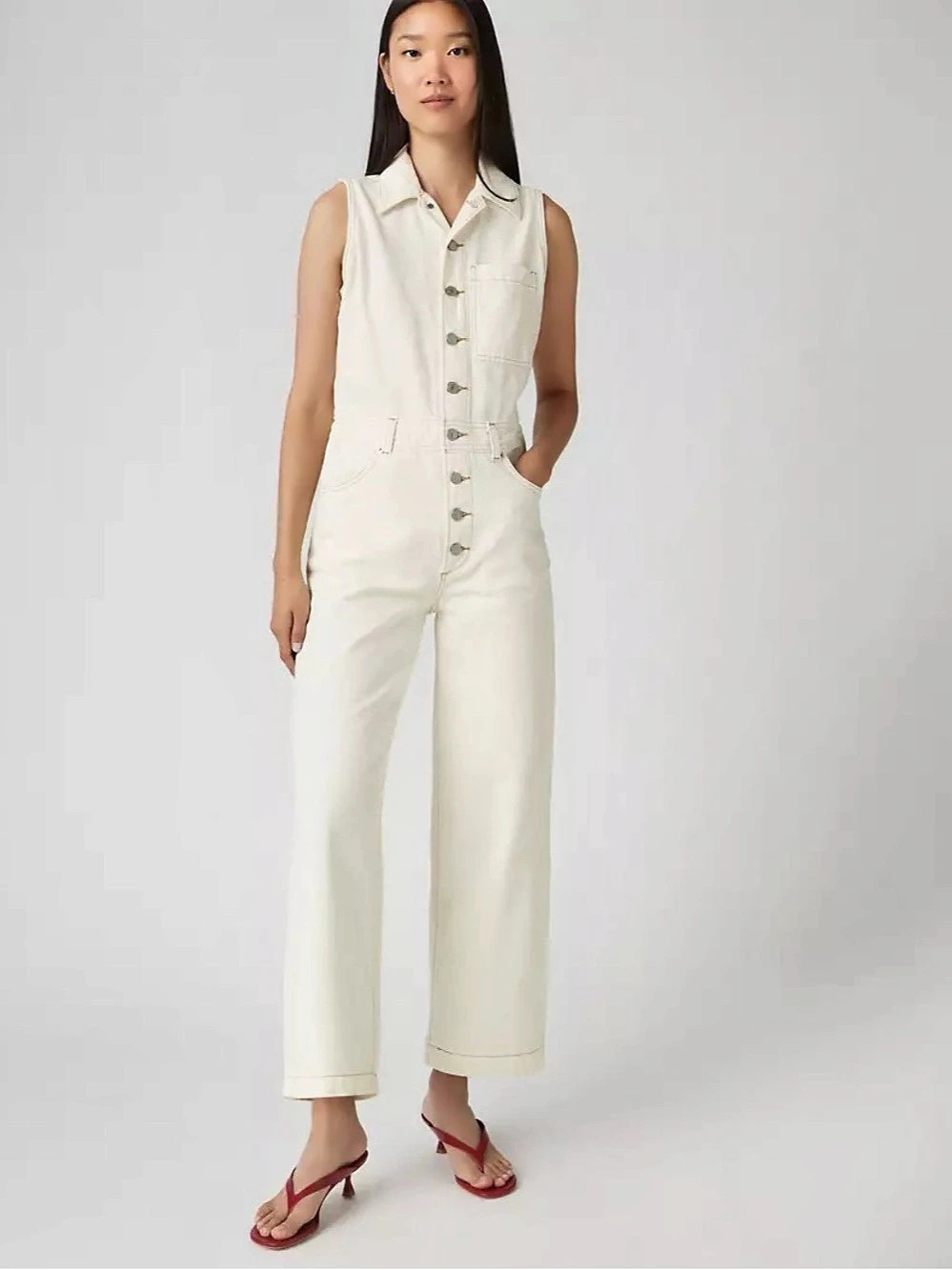 Levi's Sleeveless Denim Jumpsuit White